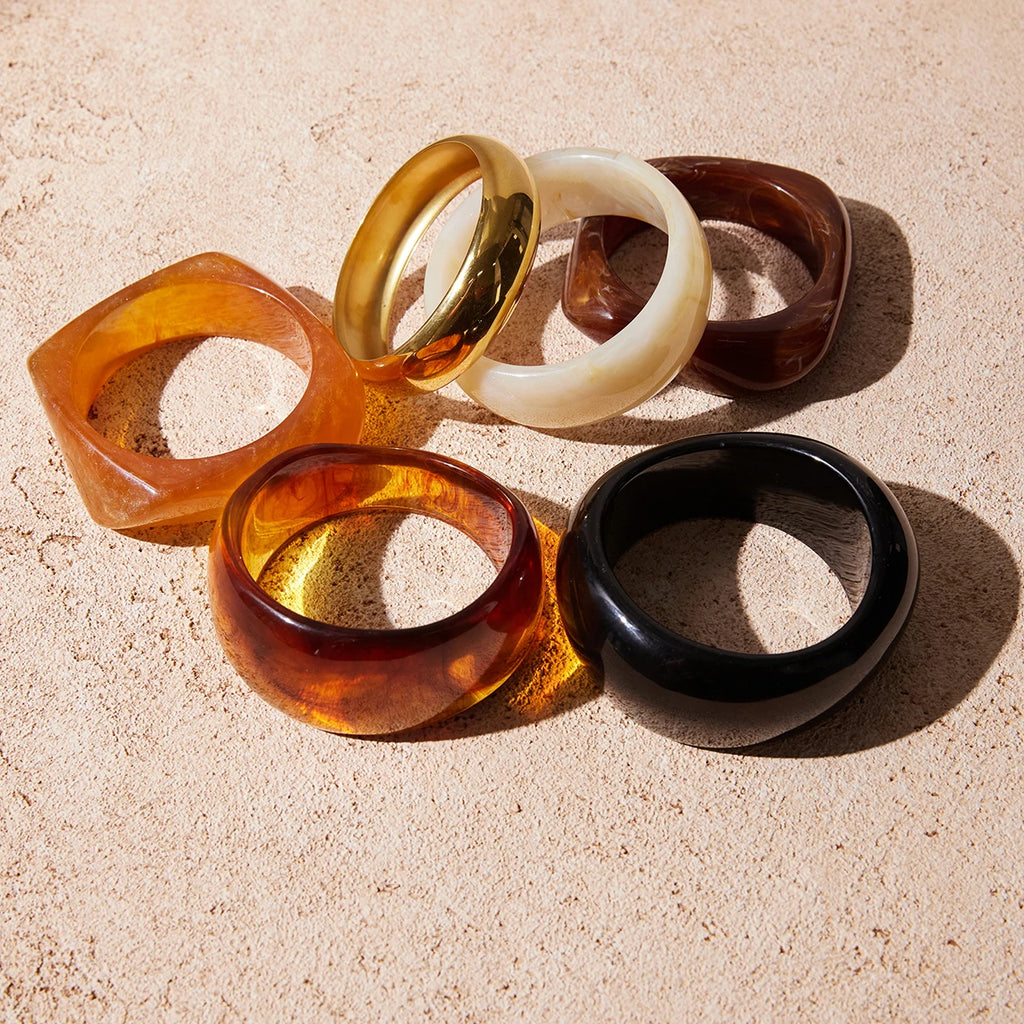 Amber Resin Wide Bracelet — Stainless Steel · PS277