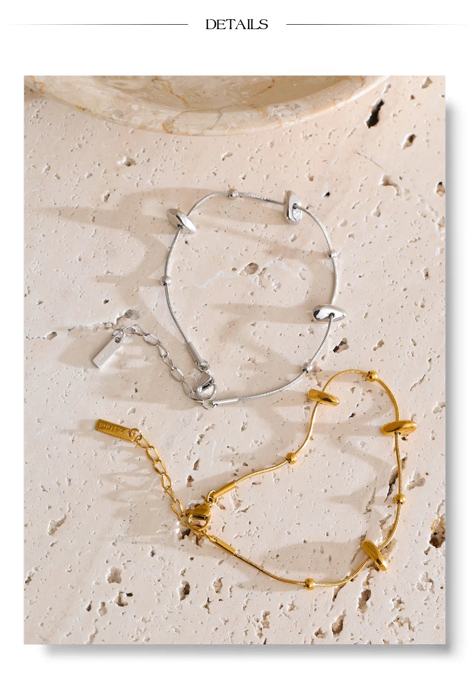 Geometric chain necklace in gold-plated stainless steel.