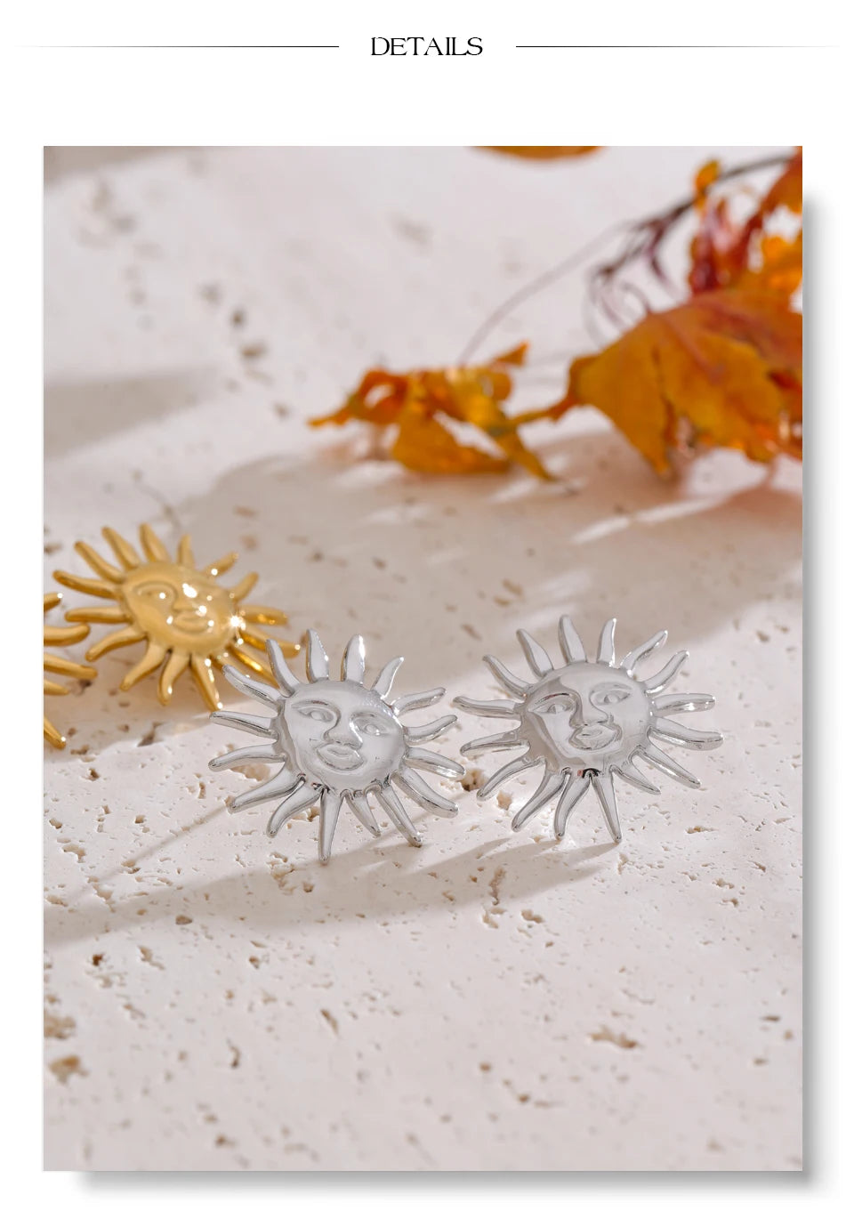 Black Sun Geometric Earrings — Gold-Plated Stainless Steel · PS1699