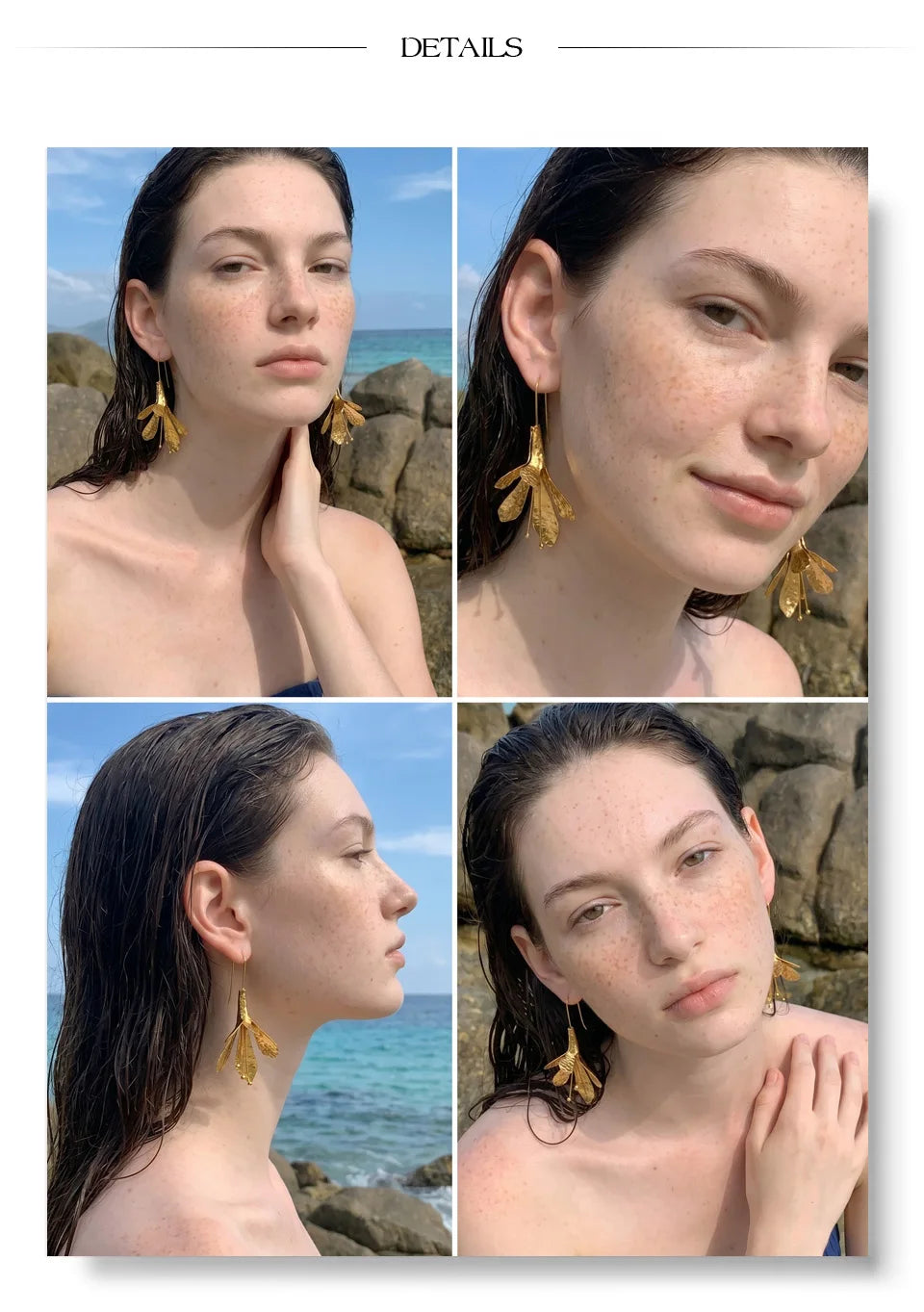 Flower Earrings — Gold-Plated Stainless Steel · PS1373