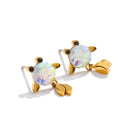 Resin multi-color geometric earrings in gold-plated stainless steel with resin.