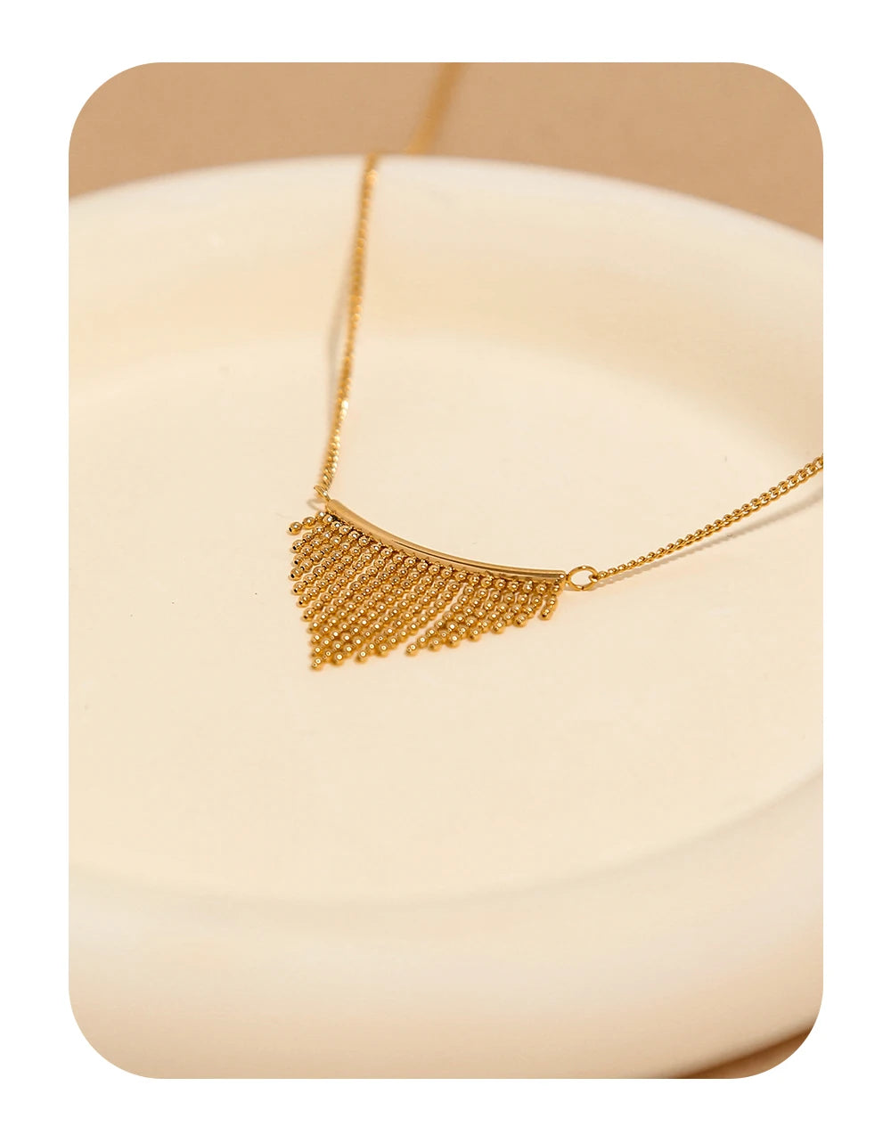 Chain Necklace Charm Beads Metal Tassels — 316L Stainless Steel · PS473