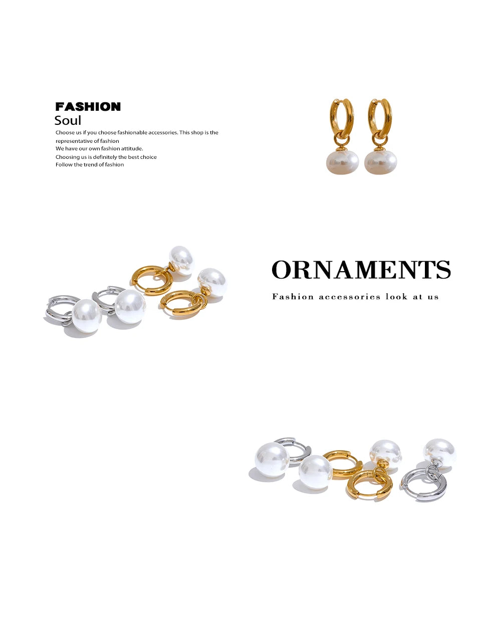 Pearl geometric earrings in gold-plated stainless steel with pearl.
