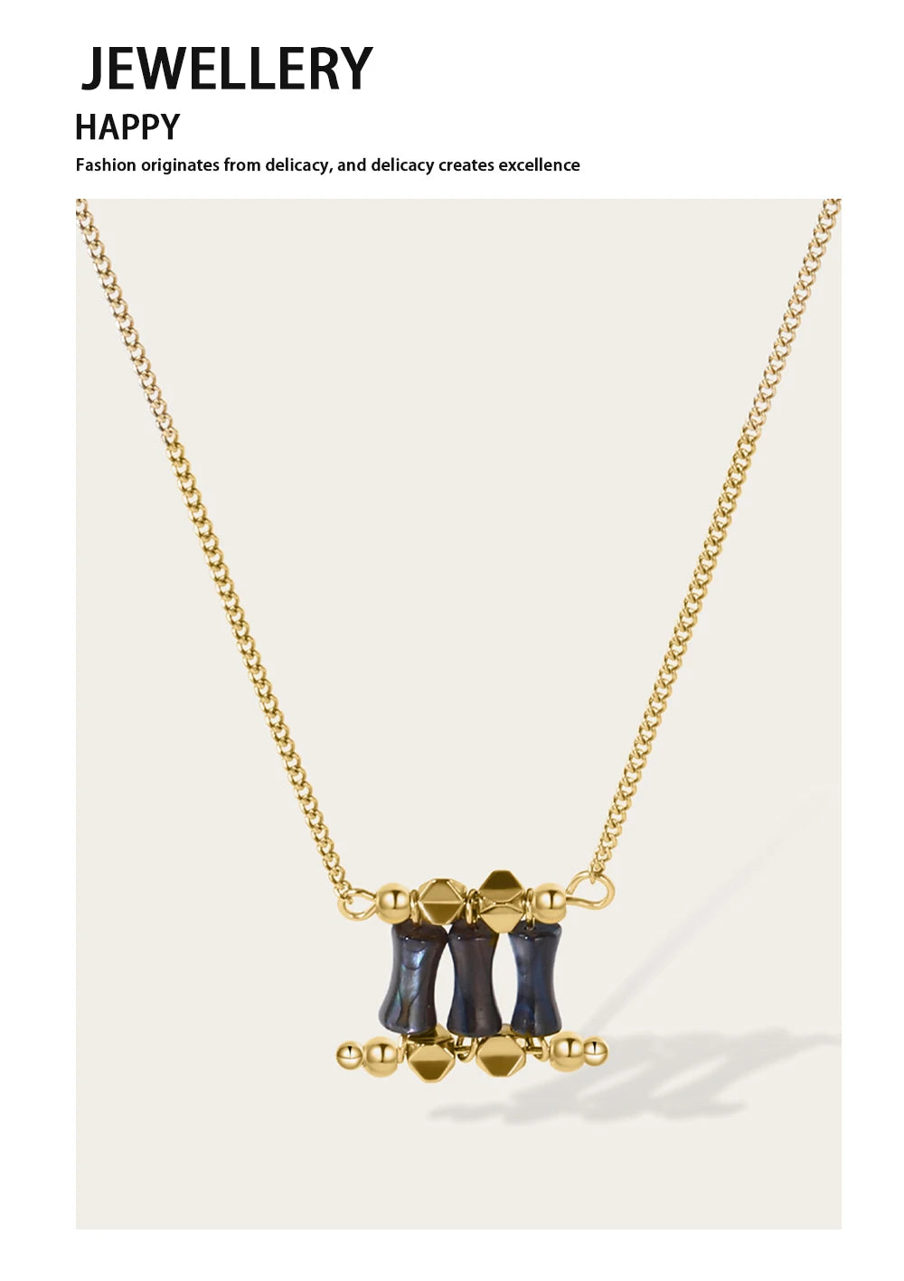 Chain Irregular Acrylic Pendant Necklace — 316L Stainless Steel · PS428