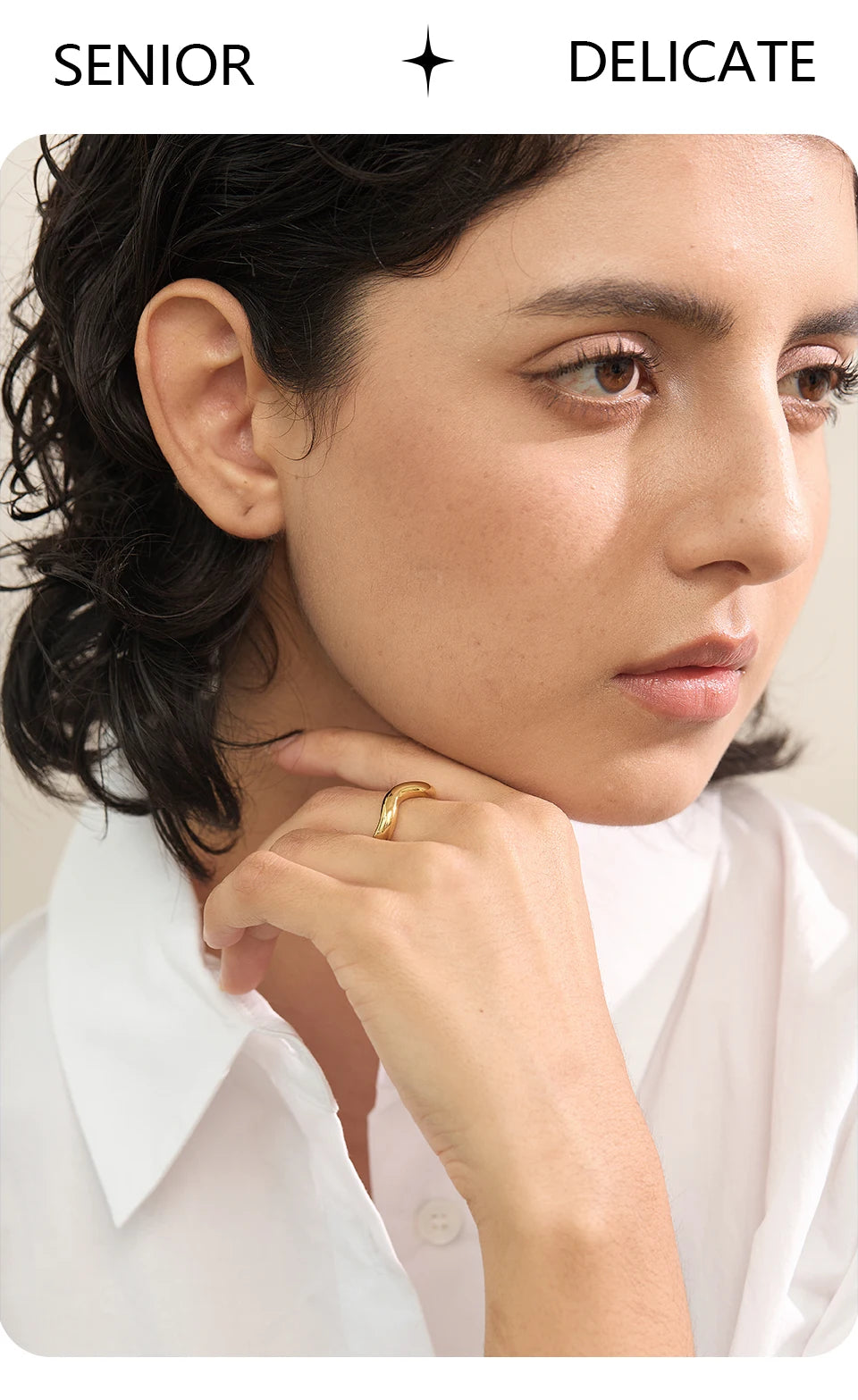 Geometric ring in 18K gold-plated stainless steel.