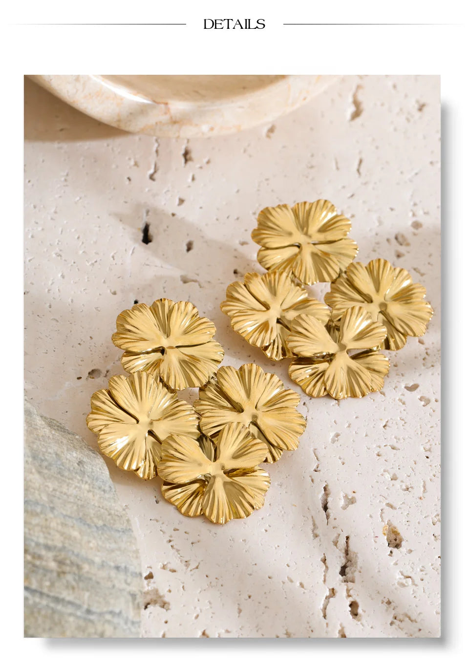 Flower Earrings — 14K Gold-Plated Stainless Steel · PS1379