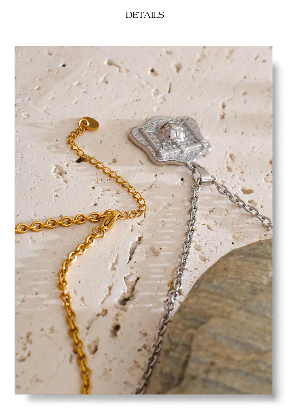 Geometric necklace in gold-plated 316L stainless steel.