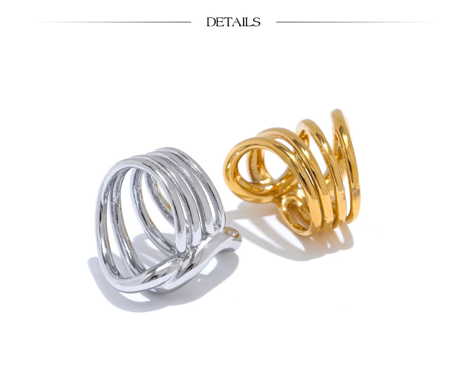 Geometric ring in gold-plated stainless steel.