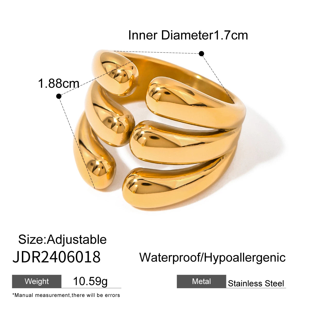Irregular Open Ring — Stainless Steel · PS321
