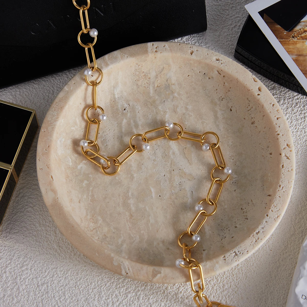 Pearl Choker Necklace — Stainless Steel · PS332