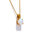 Natural stone geometric necklace in gold-plated stainless steel with natural stone.