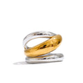 Geometric layered ring in 18K gold-plated stainless steel.