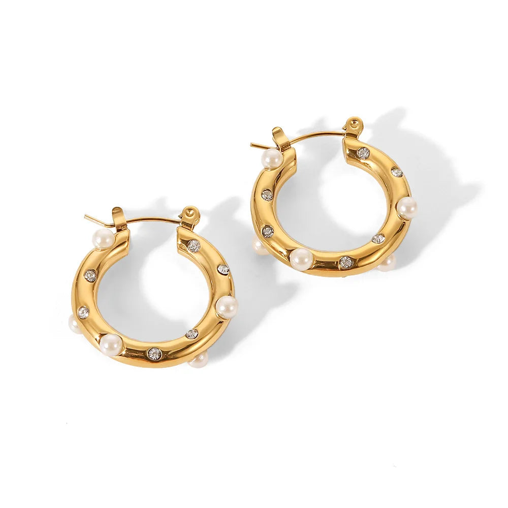 Color CZ Hoop Earrings — Stainless Steel · PS053