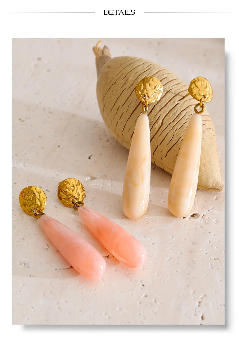 Resin Earrings — Gold-Plated Stainless Steel with Resin · PS2310