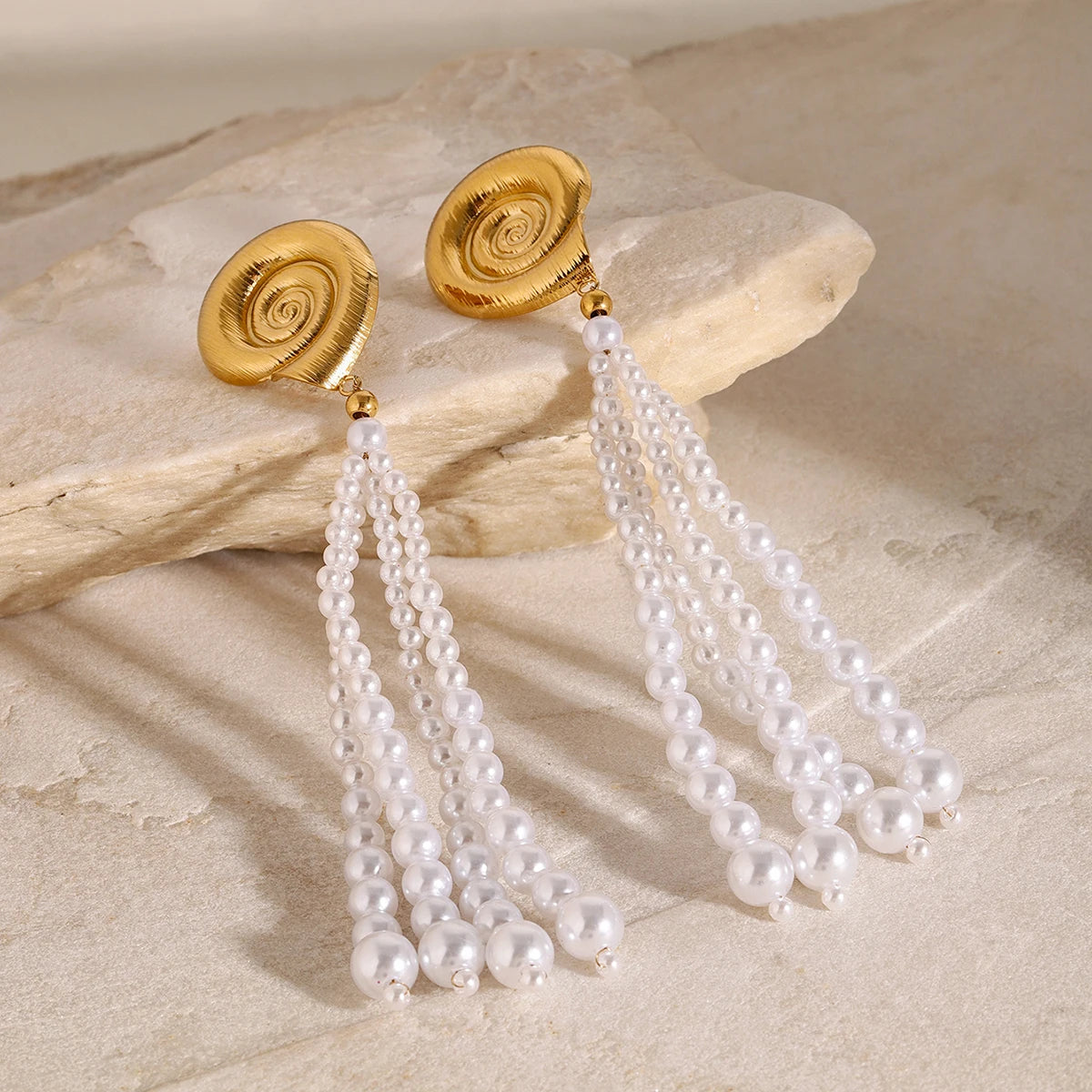 Pearl Tassel Ocean Earrings — Stainless Steel · PS077