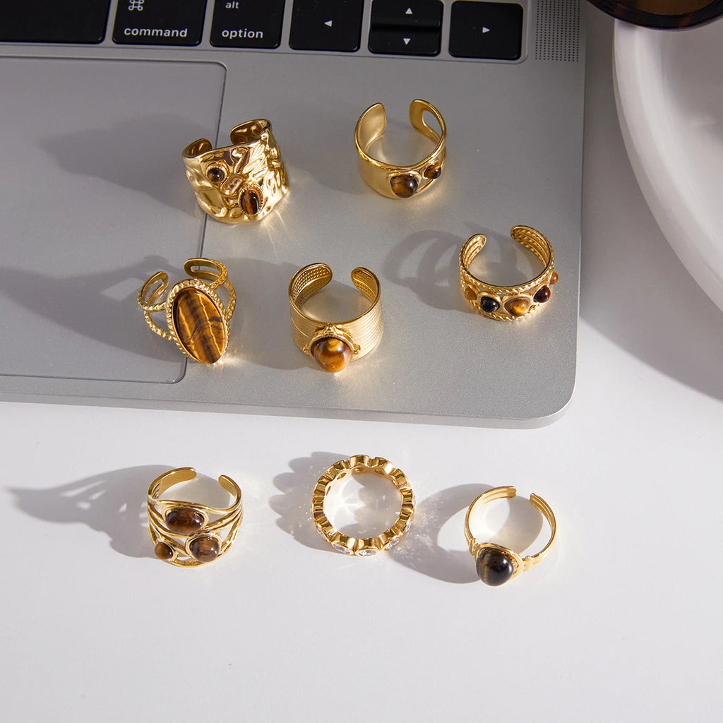 Vintage Stone Ring Stack — Stainless Steel · PS252