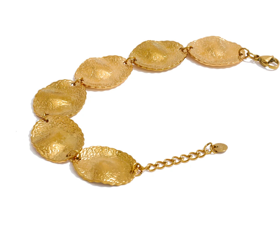 Hammered Geometric Bracelet — Gold-Plated Stainless Steel · PS1343