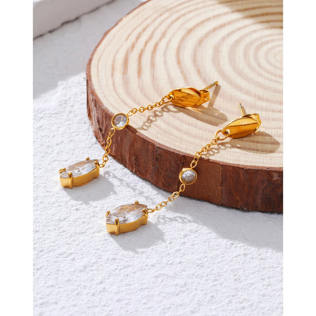 Drop Earrings Zircon Dangle — 316L Stainless Steel · PS451