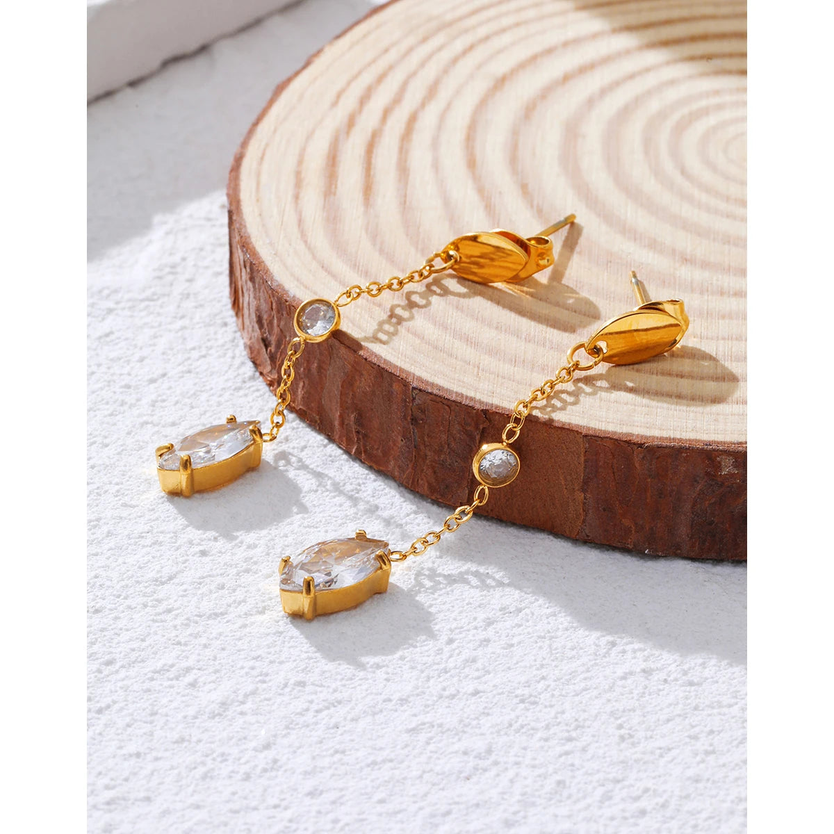 Drop Earrings Zircon Dangle — 316L Stainless Steel · PS451