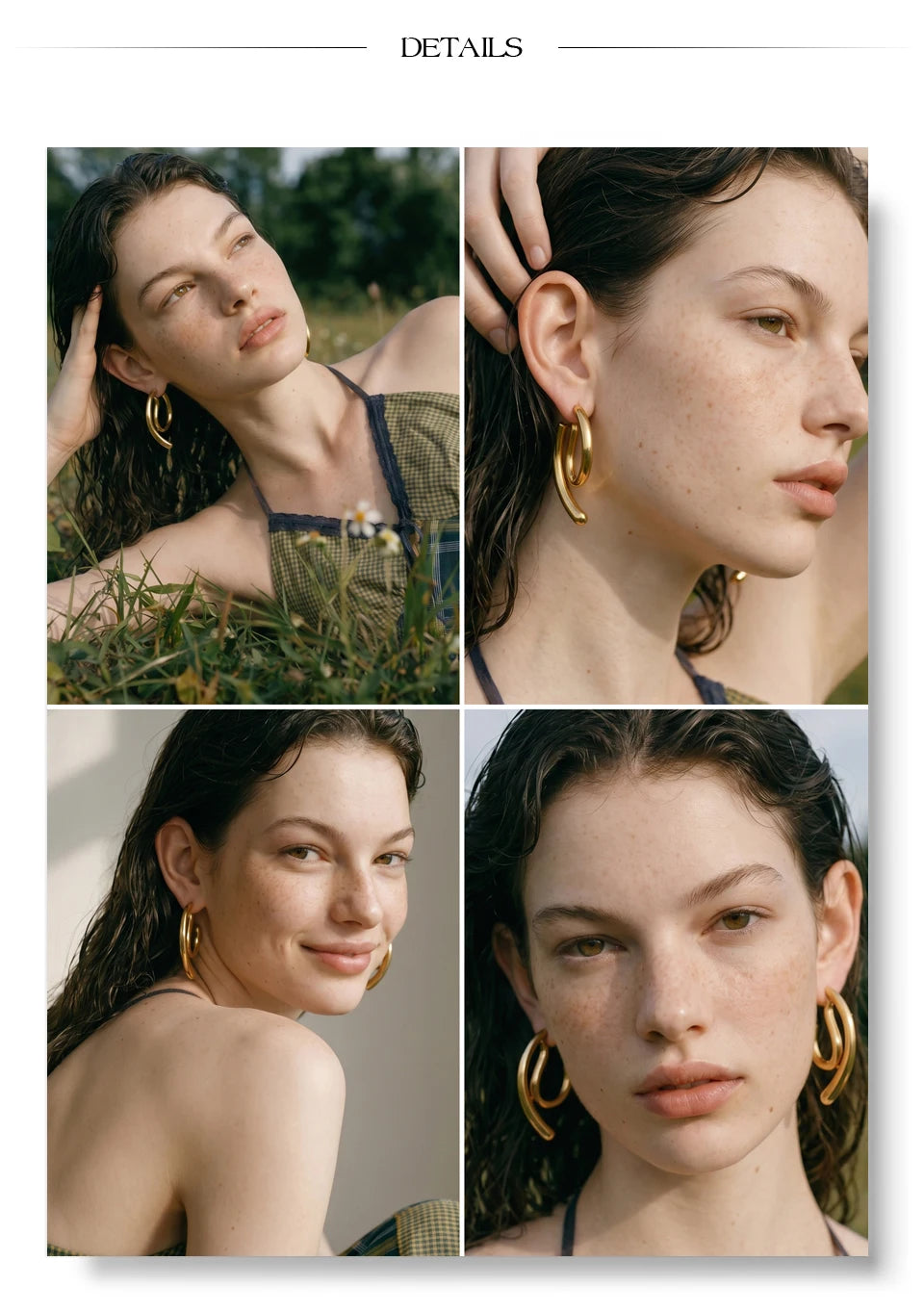 Geometric earrings in gold-plated stainless steel.