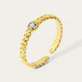 Zircon Adjustable Opening Irregular Shape Ring — 316L Stainless Steel · PS444
