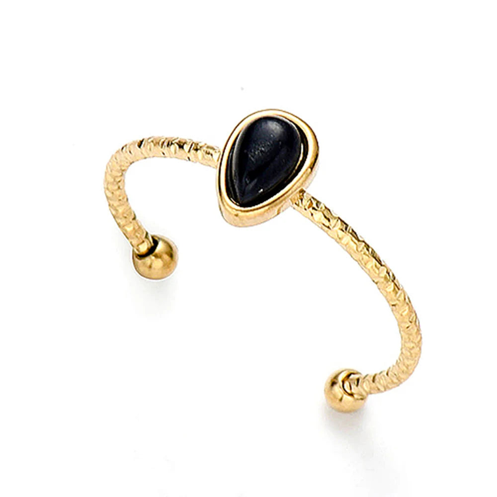 Turquoise Waterdrop Adjustable Ring — 316L Stainless Steel