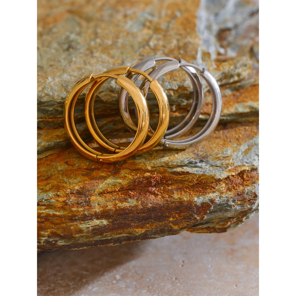 Geometric earrings in gold-plated stainless steel.