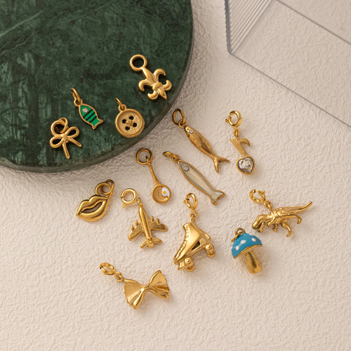 【DIY Pendant】18K Gold Plated Stainless Steel Charm Pendant - PS025