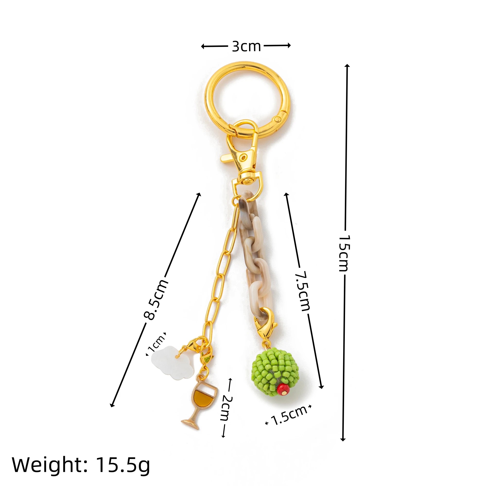 DIY Fashion Trendy Keychain Bag Pendant Free Matching Accessories Gold Plated Color Preserved Women's Gift