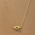 Crowd Lover Knot Heart shaped Pendant Necklace, Women's Titanium Steel Plated 18K Gold Popular Collar Chain