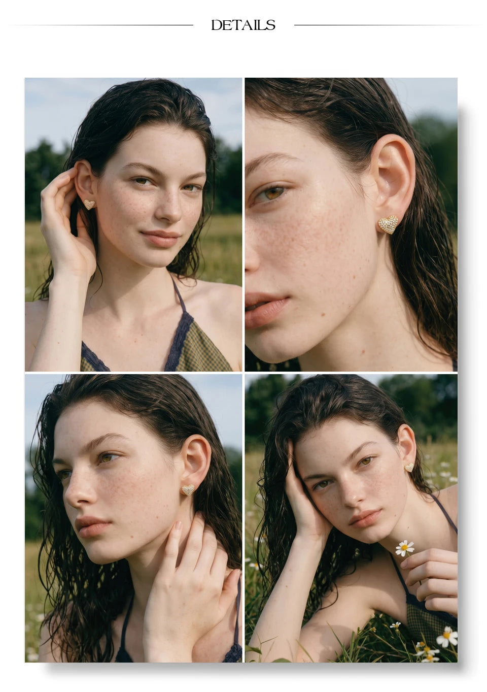 Cubic Zirconia Heart Earrings — Gold-Plated Stainless Steel with Cubic Zirconia · PS1524