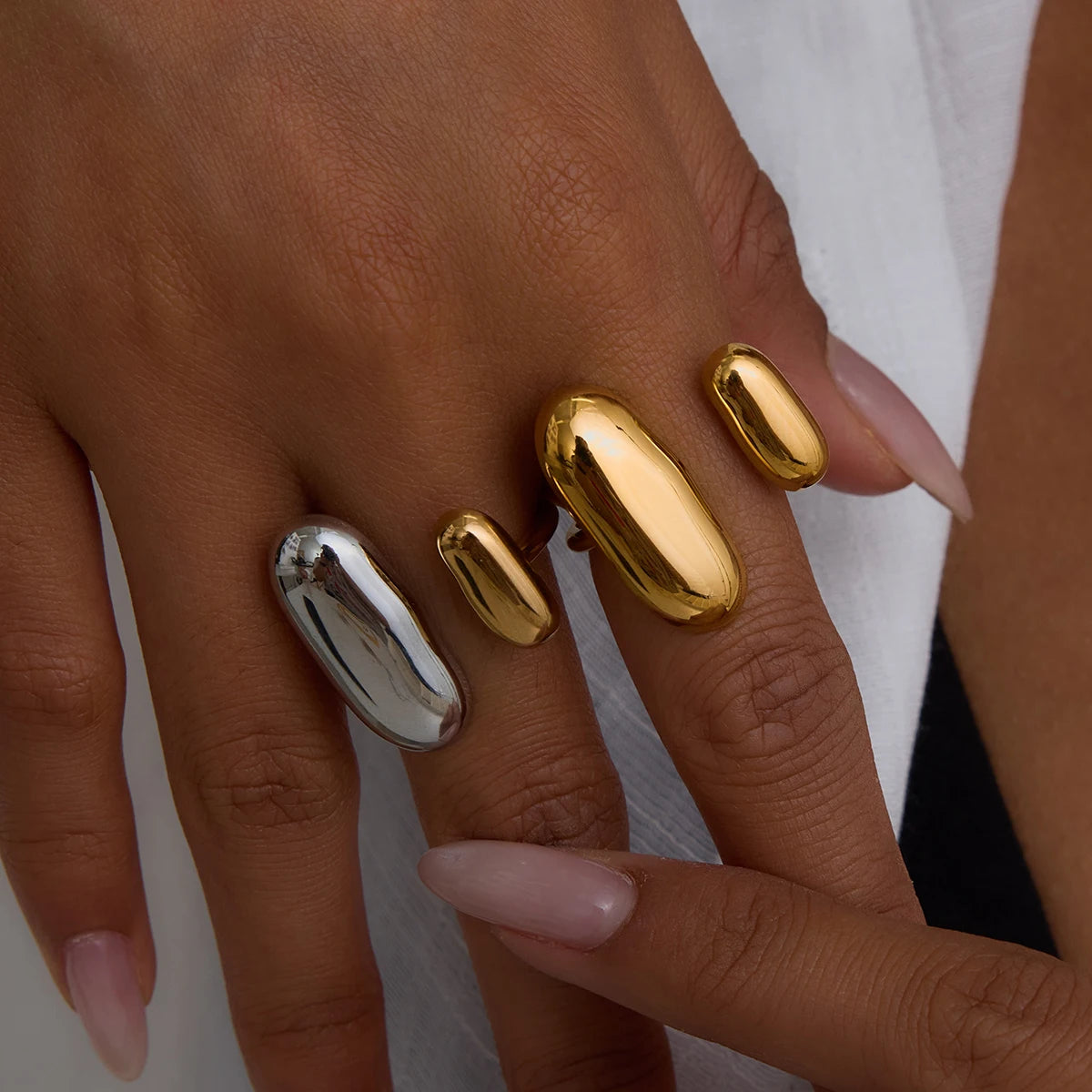Two-Tone Elliptical Ring — Stainless Steel · PS356