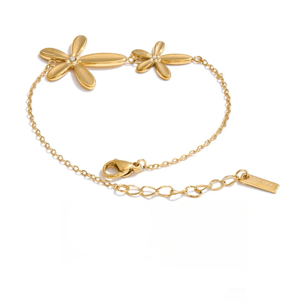 Flower Chain Bracelet — Gold-Plated Stainless Steel · PS1043