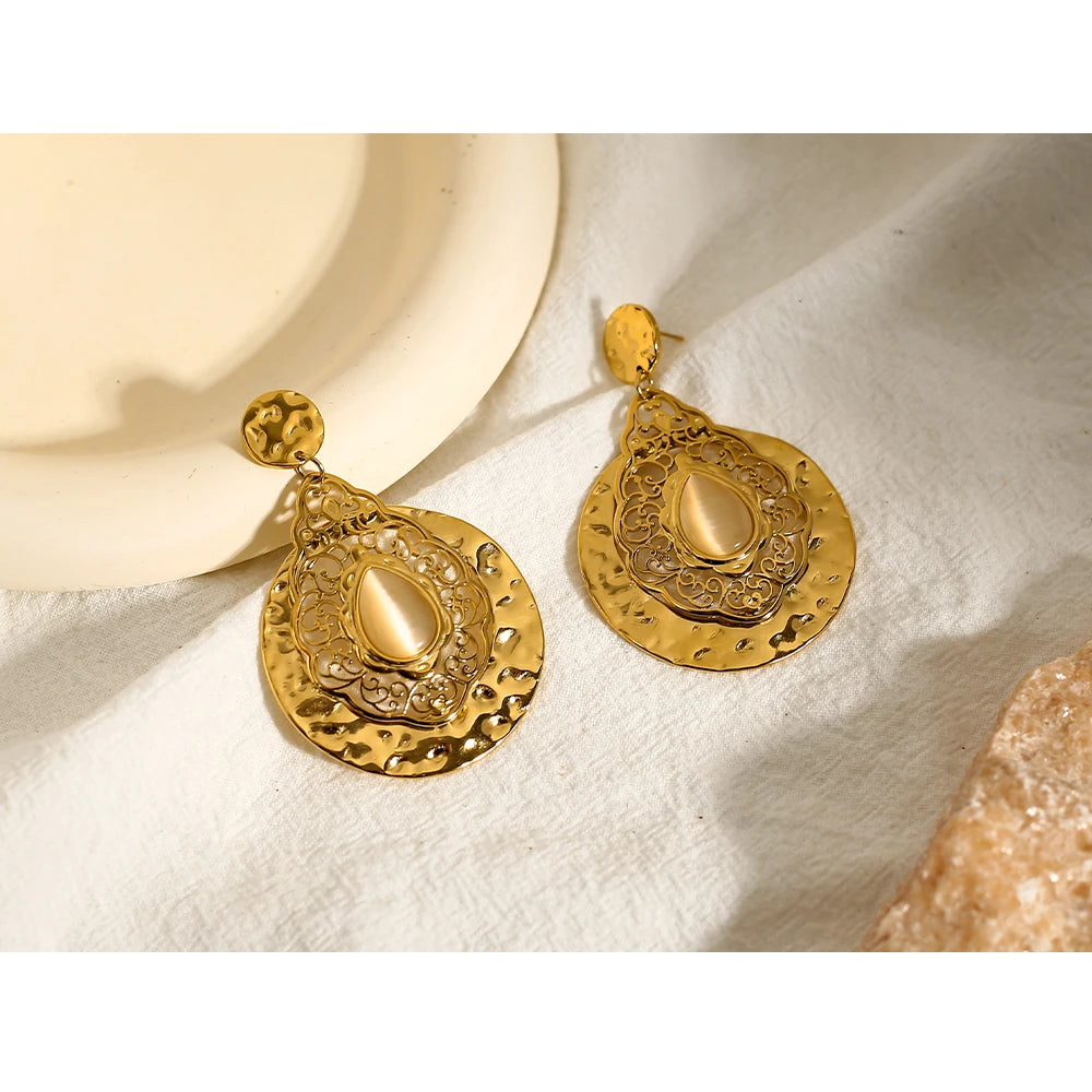 Opal Dangle Earrings — 316L Stainless Steel · PS421