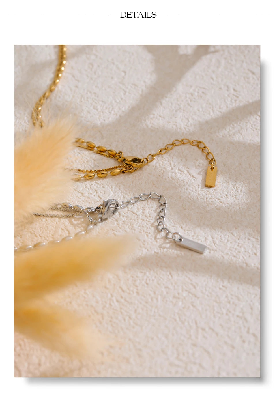 Geometric chain layered necklace in gold-plated stainless steel.