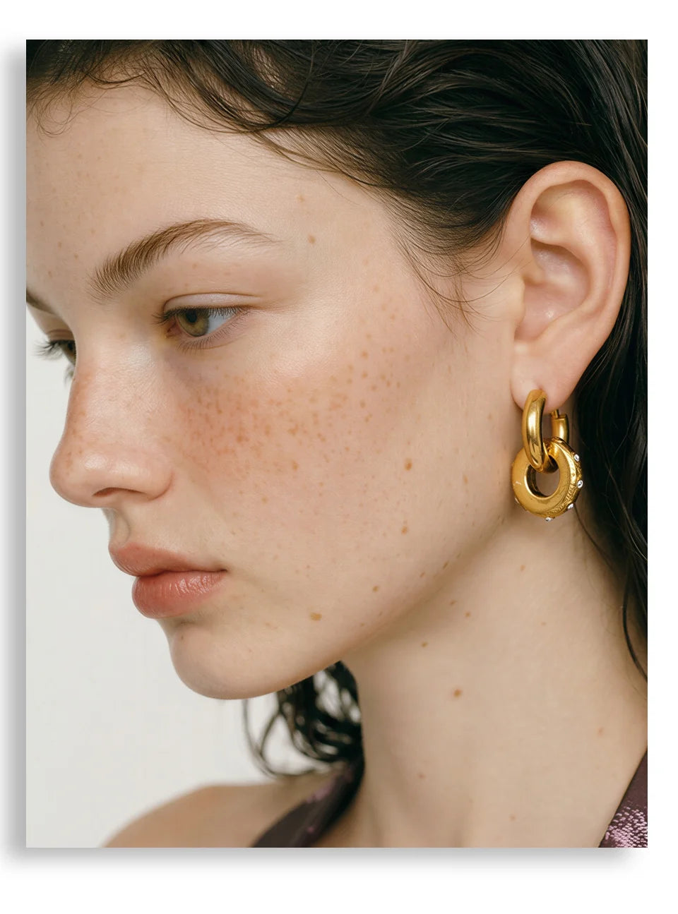 Cubic Zirconia Geometric Earrings — Gold-Plated Stainless Steel with Cubic Zirconia · PS1201