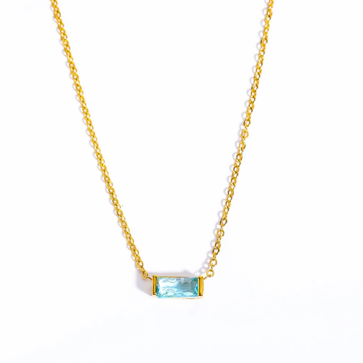 Twelve Month Birthday Stone Necklace 12 Birthday Stone Zircon Necklace Decoration Moon Stone Ladies Stainless Steel