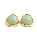 White resin acrylic earrings in gold-plated stainless steel with resin and acrylic.