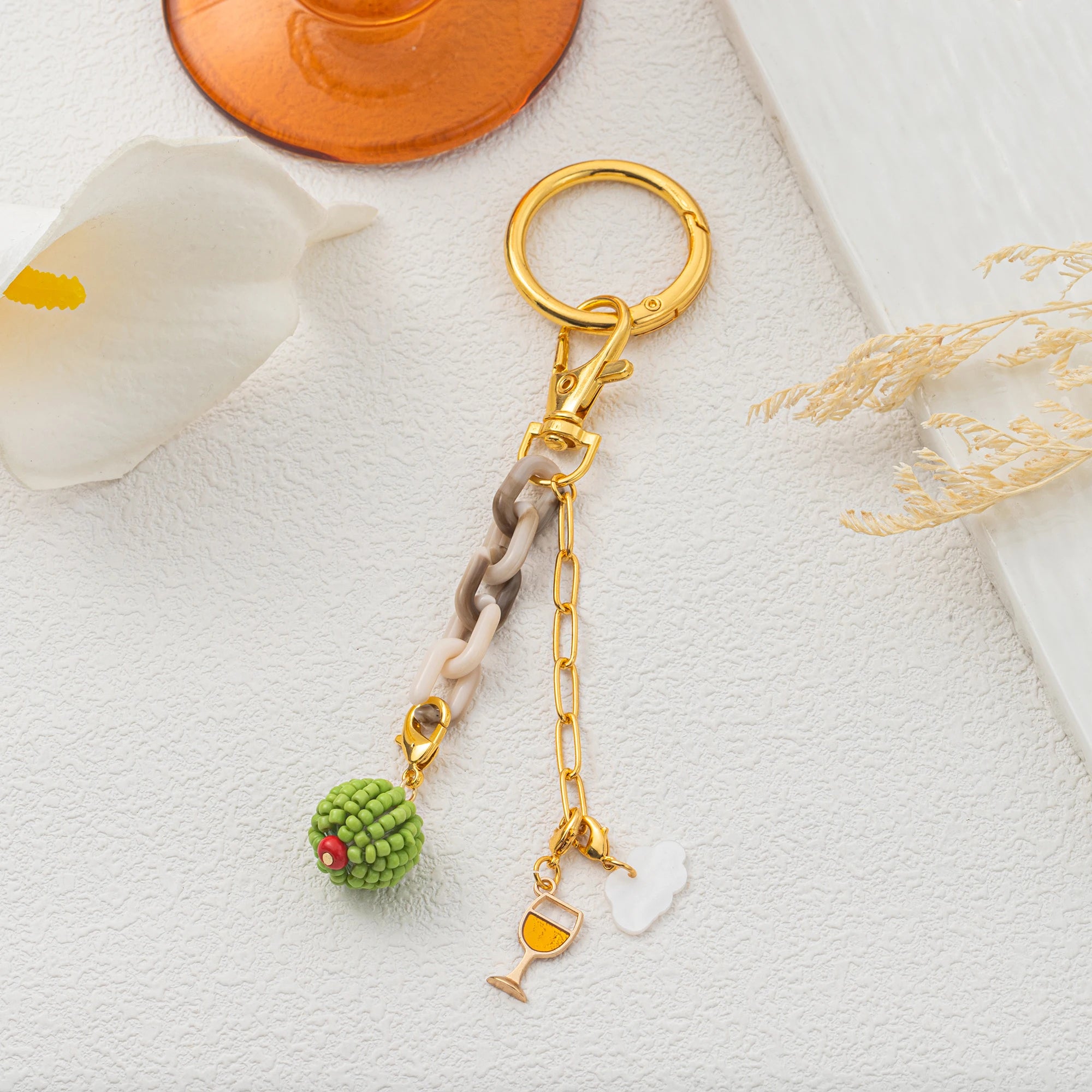 DIY Fashion Trendy Keychain Bag Pendant Free Matching Accessories Gold Plated Color Preserved Women's Gift