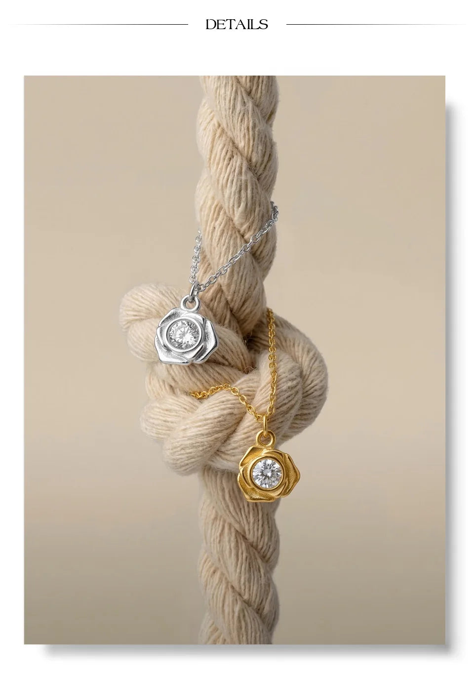 Cubic zirconia flower necklace in gold-plated stainless steel with cubic zirconia.