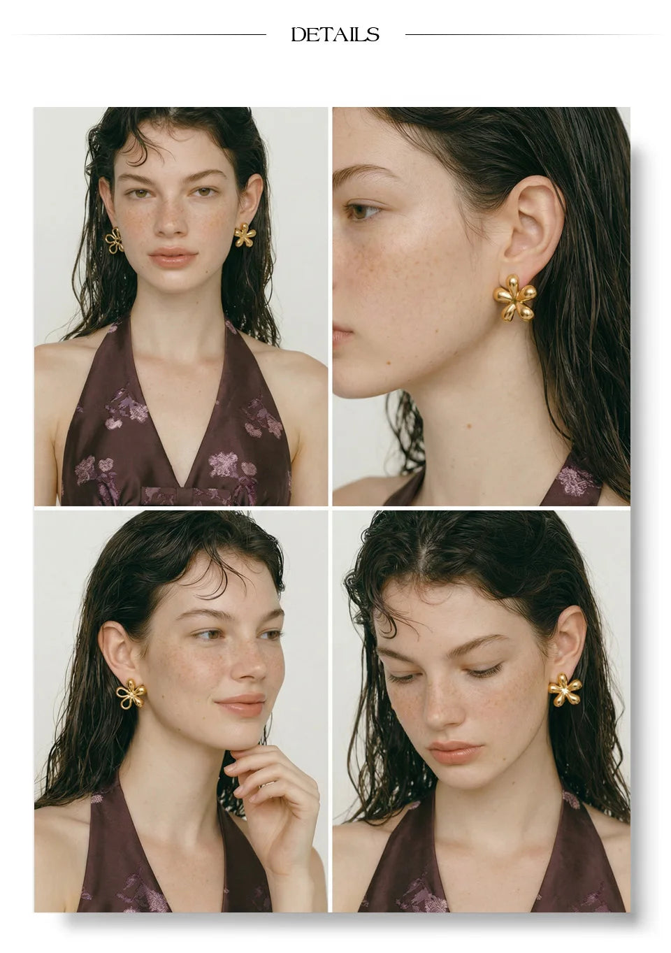 Flower Earrings — Gold-Plated Stainless Steel · PS1315