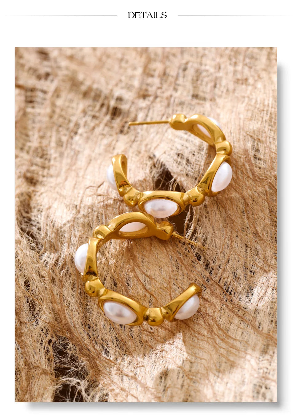Pearl geometric earrings in gold-plated stainless steel with pearl.