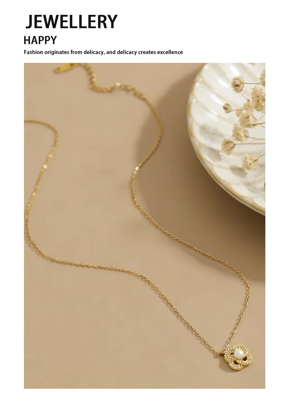 Crystal Pendant Necklace Vintage — 316L Stainless Steel · PS435