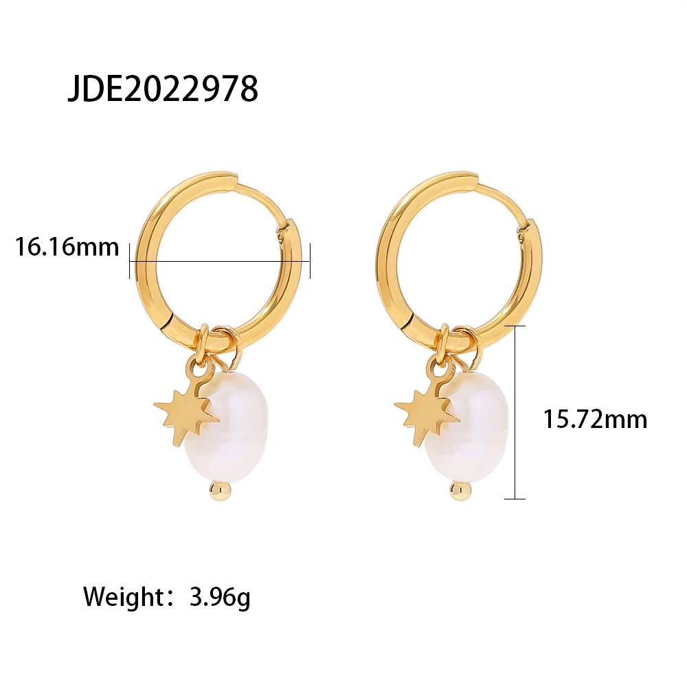 Pearl Drop Earrings — 316L Stainless Steel · PS081