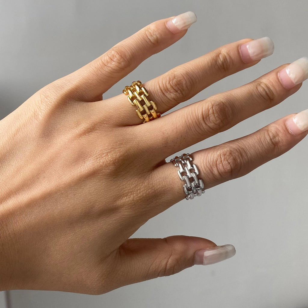 Oval Stone Ring Stack — Stainless Steel · PS267
