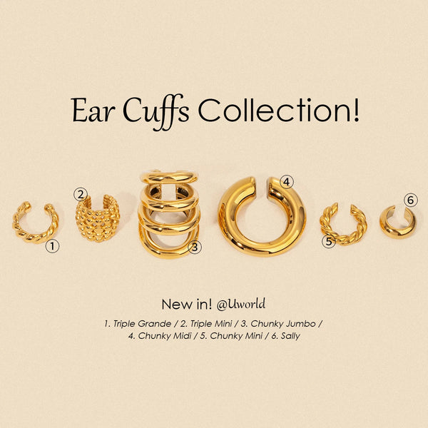 Thick Ear Clip Earrings — Stainless Steel · PS349