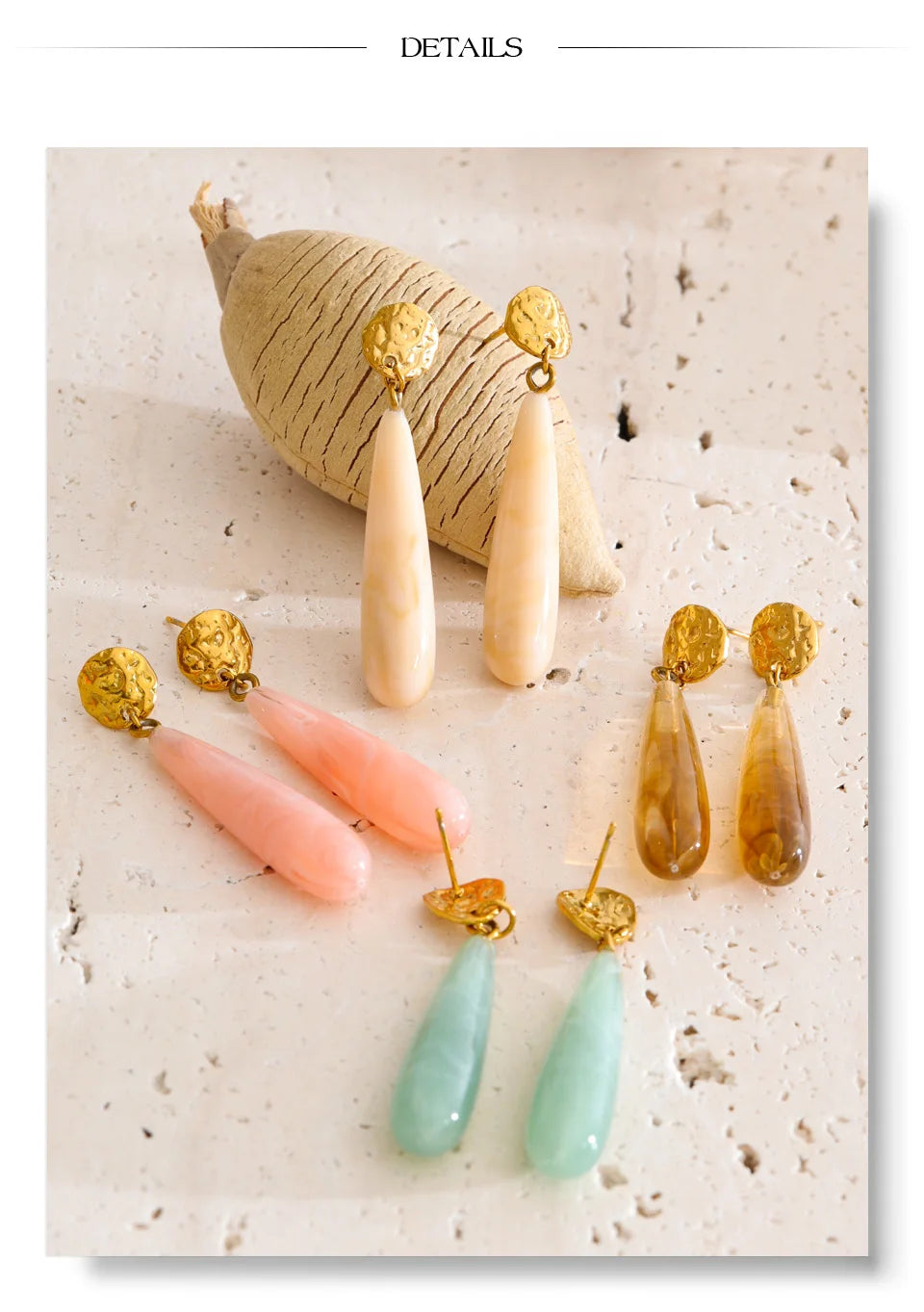 Resin Earrings — Gold-Plated Stainless Steel with Resin · PS2310