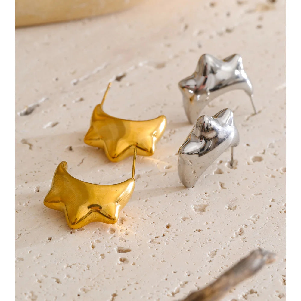 Geometric earrings in gold-plated stainless steel.