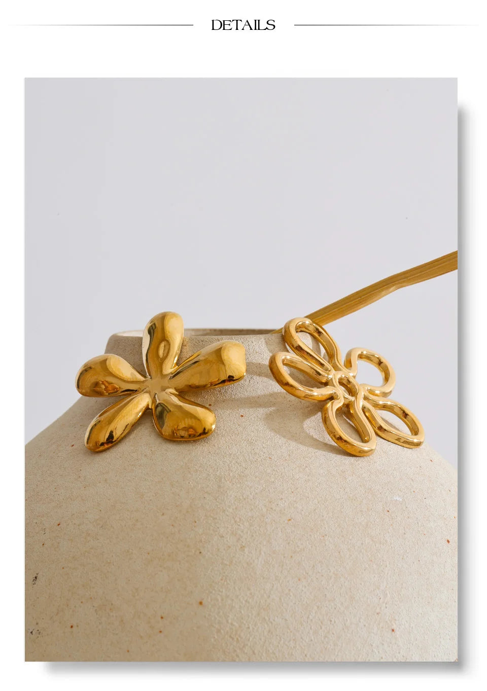 Flower Earrings — Gold-Plated Stainless Steel · PS1315