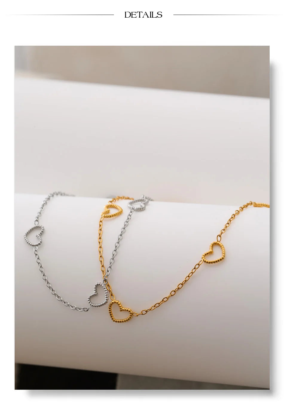 Heart geometric chain necklace in gold-plated stainless steel.